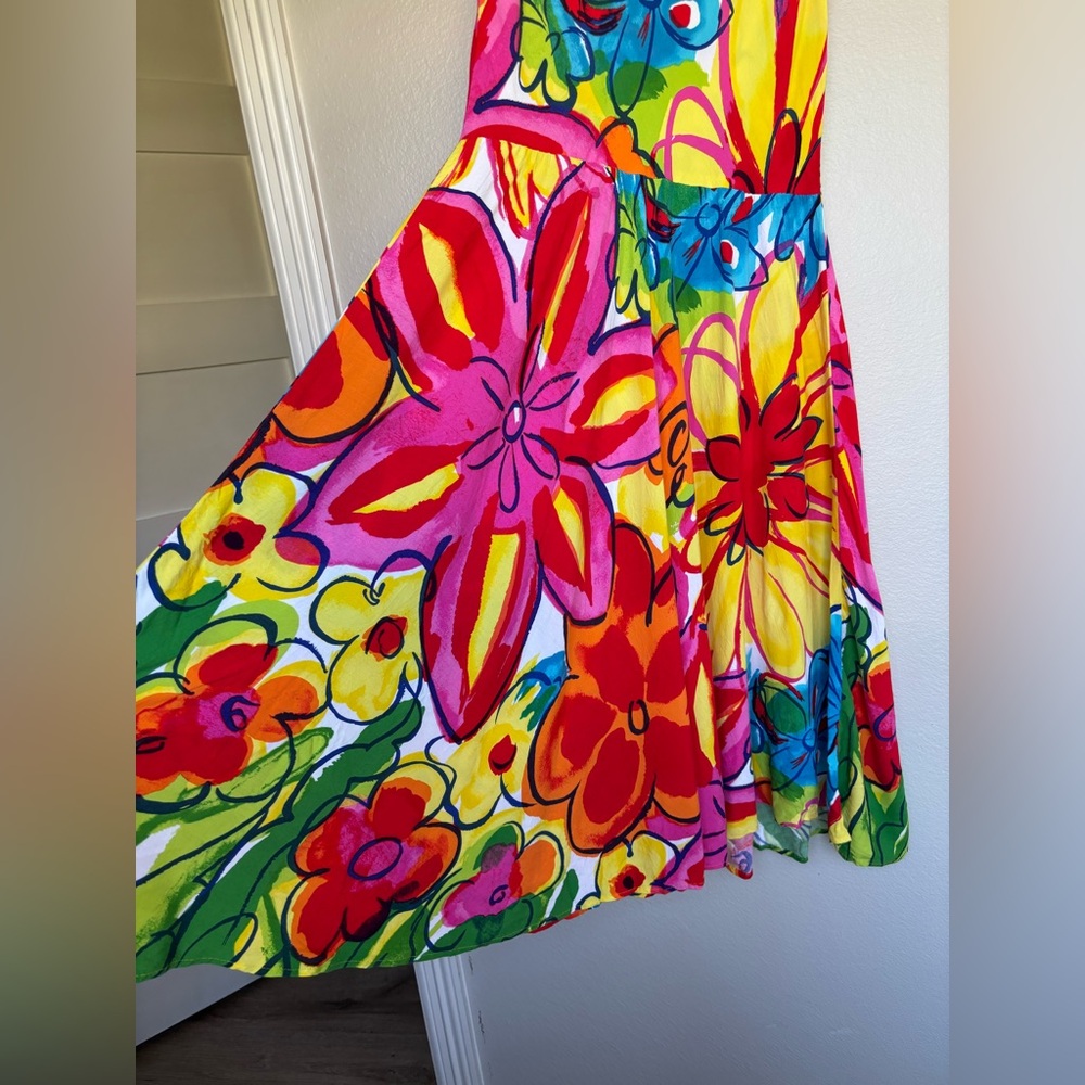 Jams World Multicolor Floral Midi Dress in Yellow, Pink, Blue, Green - Picture 7 of 14